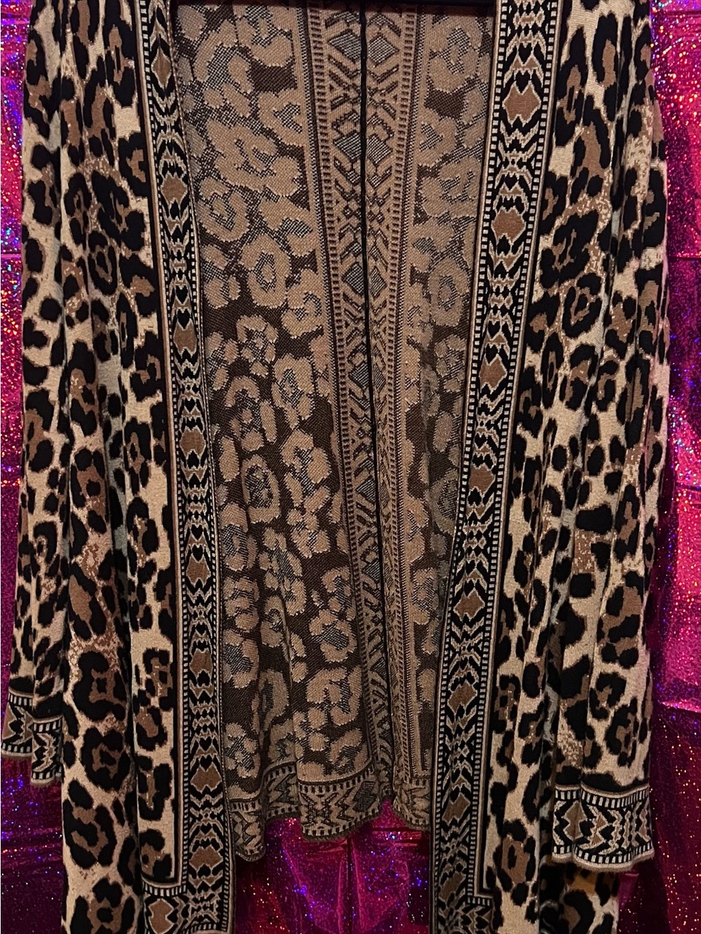 Ruby Rd. Leopard Print Open Front Cardigan Jacket - Brown & Black